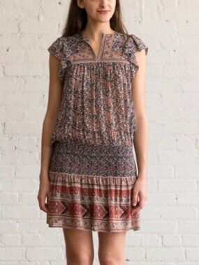 Ulla Johnson Simone Silk Dress Size 4 Boho Floral Mini Ruffle Sleeve Multicolor